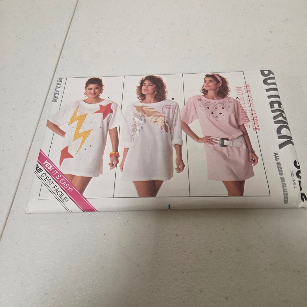Vintage Butterick 5625 Sewing Pattern Misses Oversized Top Tunic Dress Size S-XL